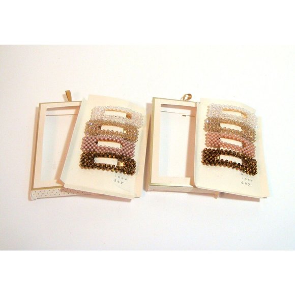 A New Day Beaded Hairclips Two Packs of Four Eight Pieces New - Picture 2 of 6